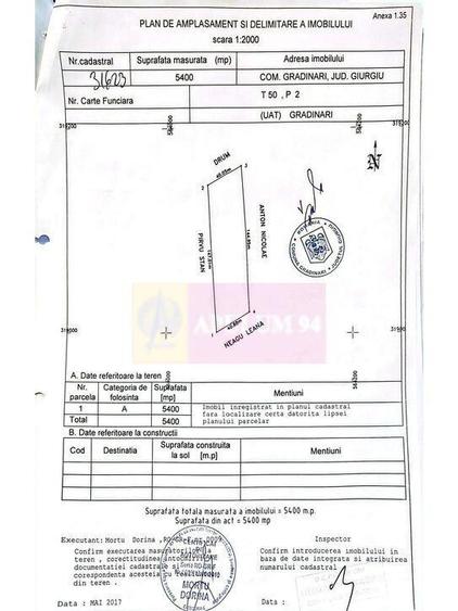 Teren 5400 mp com.Gradinari - 1