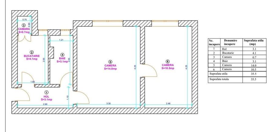 Apartament cu 2 camere, Vasile Aron, str. Negoveanu - 5