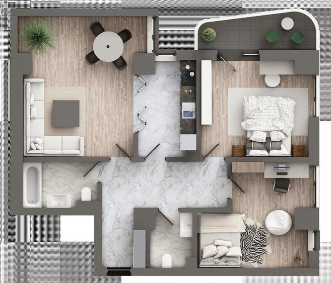 APARTAMENT CU 3 CAMERE DECOMANDAT, 2 BAI , COMPLEX PREMIUM +++, COMISION 0% !!! - 2