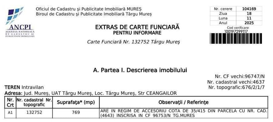 Teren construibil 769 mp - Str. Ceangailor, Tg. Mures (acces Sancraiu) - 1