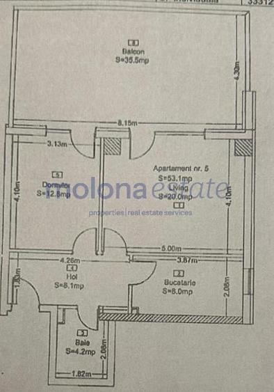 Apartament de închiriat , 2 camere  decomandate, 53 mp + terasă de 35 mp - 12