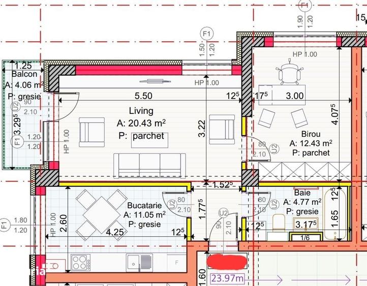 Apartament cu 2 camere decomandat în Central