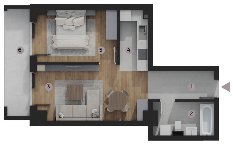 Apartament 2 Camere TIP A01, suprafață 54,92 m2, Zona Tatarasi-Venetia - 2