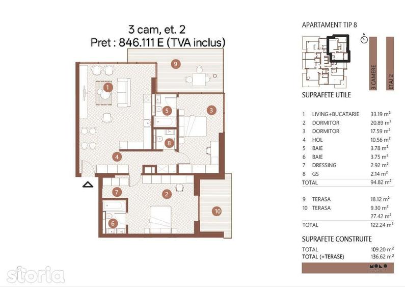 3 camere tip duplex | Terasa 20 mp | Floreasca | Cladire noua 2026 - 13