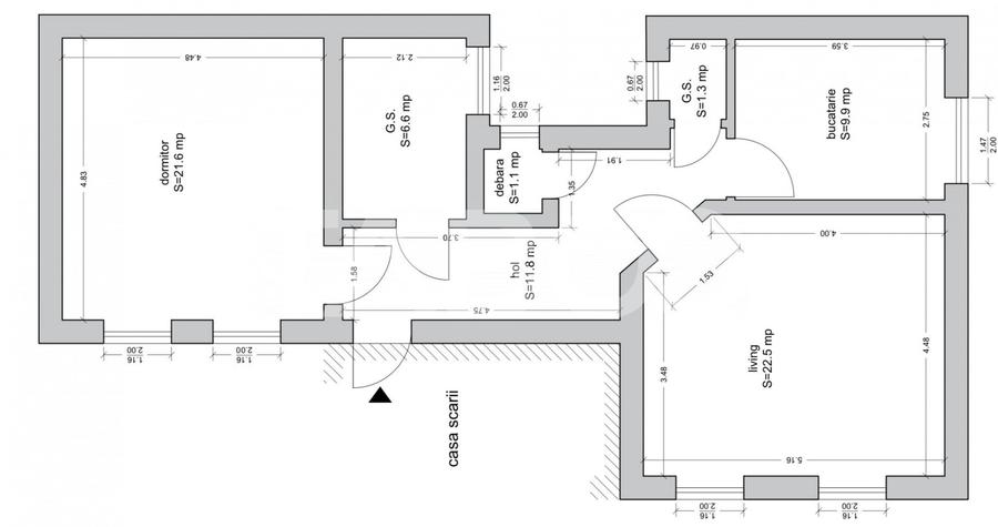 Apartament de vanzare 75mp 2 camere decomandate 2 bai B-dul Victoriei - 2