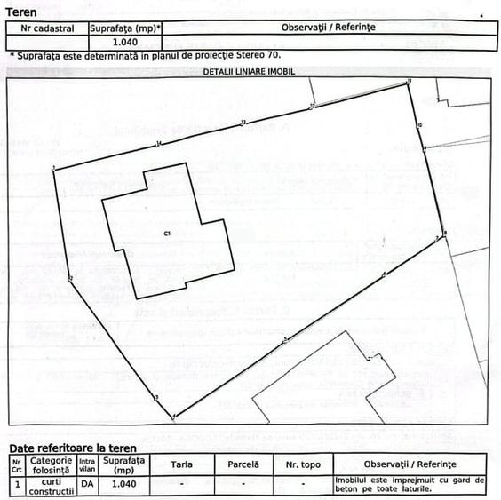 Teren 1040 mp cu casa demolabila - Grigorescu, front 35 m - 3