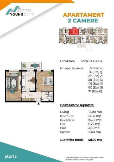 Apartament 2 camere | Decomandat | 57.3mp | Acces Metrou Berceni | - 1