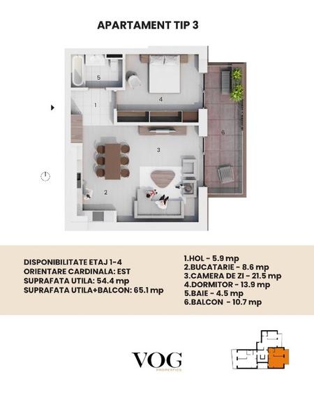 VoG Dealea Noua - Decebal apartament 2 camere bloc nou - 10