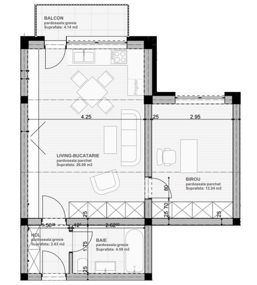 Apartament cu 2 camere semidecomandat în Sânpetru