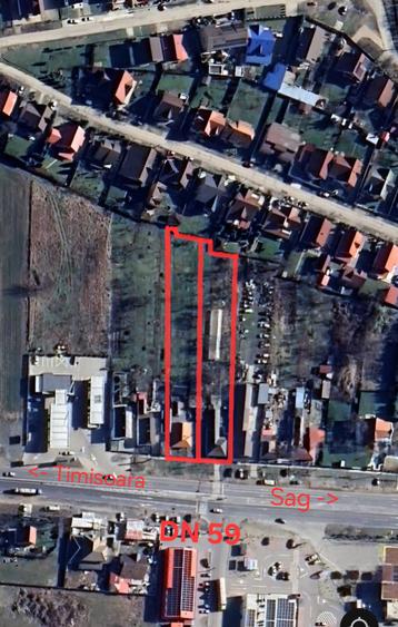 Sag - DN 59 -Casa si Teren 1876 mp - front 14 m - 3