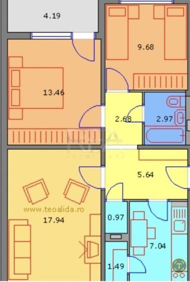3 camere decomandat, anvelopat, 1/4, -Drumul Taberei - 2