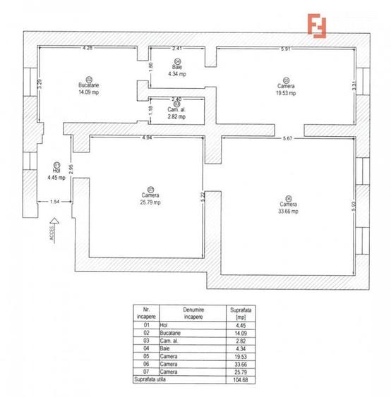 Apartament 3 camere in cladire istorica, 104 mp utili - Piata Maria - 20