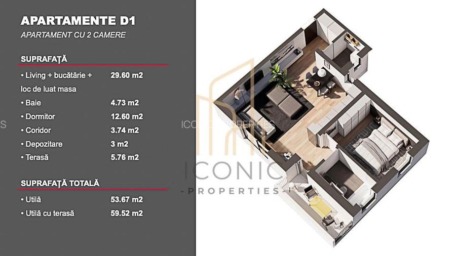 De vanzare aparatment 2 camere , Dumbravita cu finisaje PREMIUM