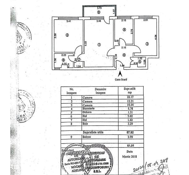 Apartament cu 3 camere semidecomandat în Micro 17