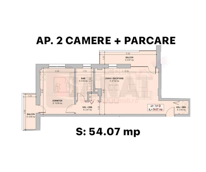 RO/EN Ap. NOU cu 2cam., 66.83 mp, parcare, balcon, etj.1 - DEZVOLTATOR - 2