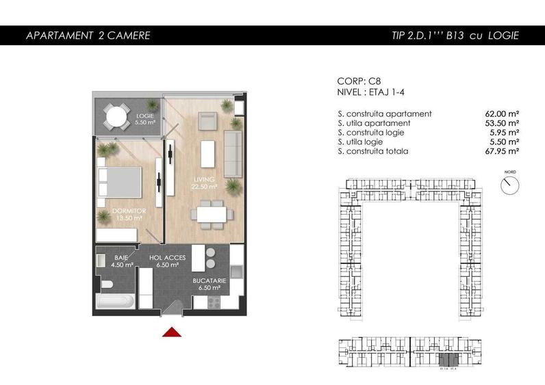 Apartament 2 camere mobilat Atria Urban Resort - 7