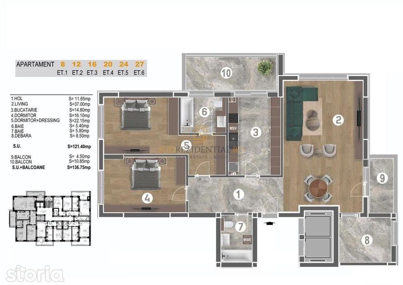 Apartament decomandat cu 3 camere de vanzare - Piata Sudului, Sector 4 - 18