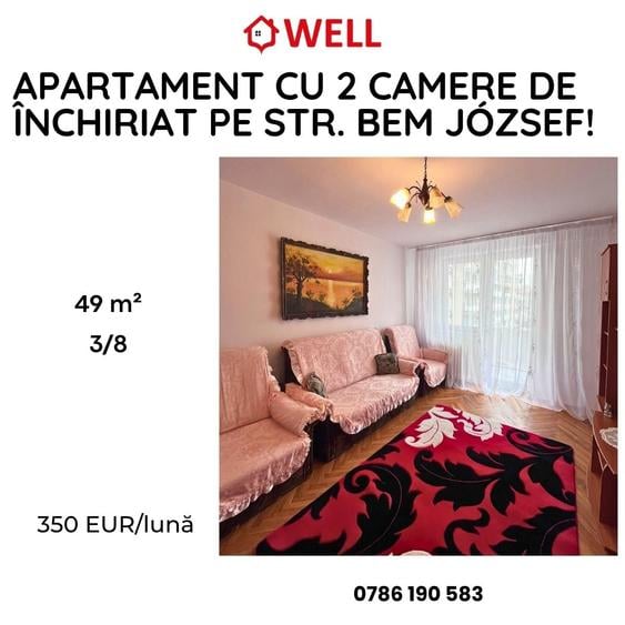 Apartament cu 2 camere de închiriat în Sfântu Gheorghe, pe strada Bem József! - 1