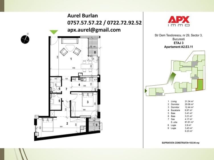 Decebal, Piata Alba Iulia, imobil 2026 de 4 etaje, lift, ct, parcare, acte - 3