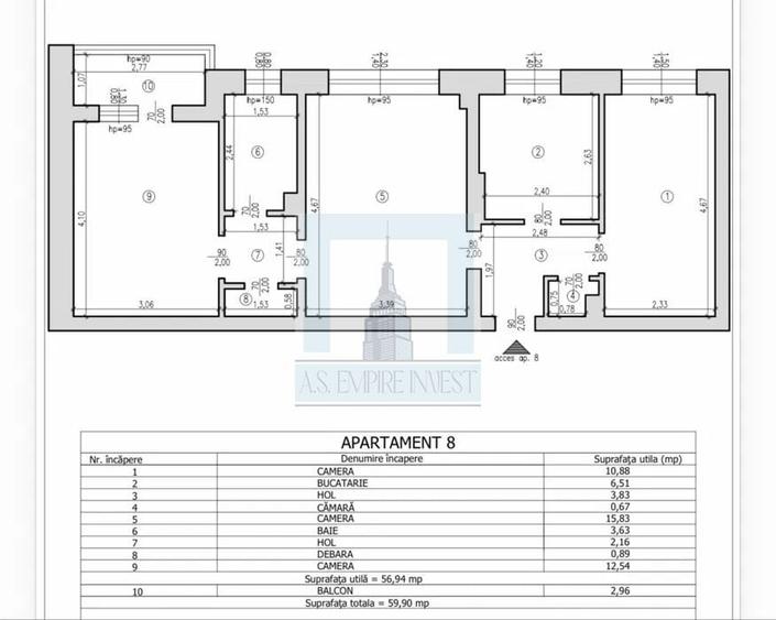 Apartament 3 camere , 60mp, Etj 2/3 - zona Râșnov/ISR - 7