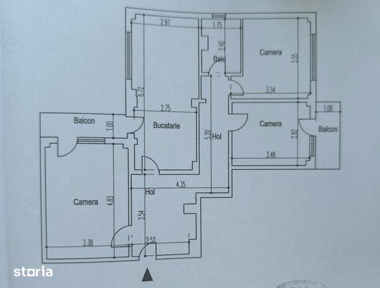 Apartament cu 3 camere în Obor