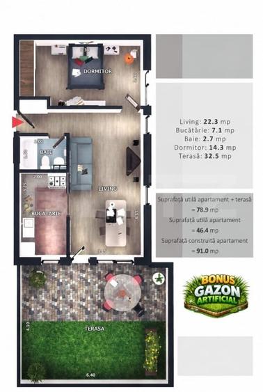 Apartament cu 2 camere decomandat în Florești