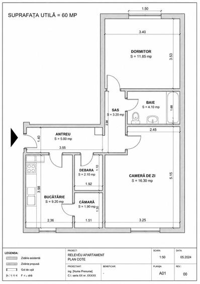 Apartament cu 2 camere decomandat în Decebal