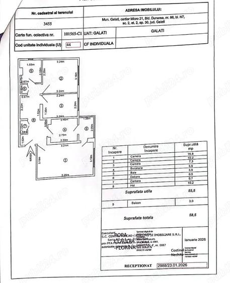 Apartament cu 3 camere decomandat în Micro 21