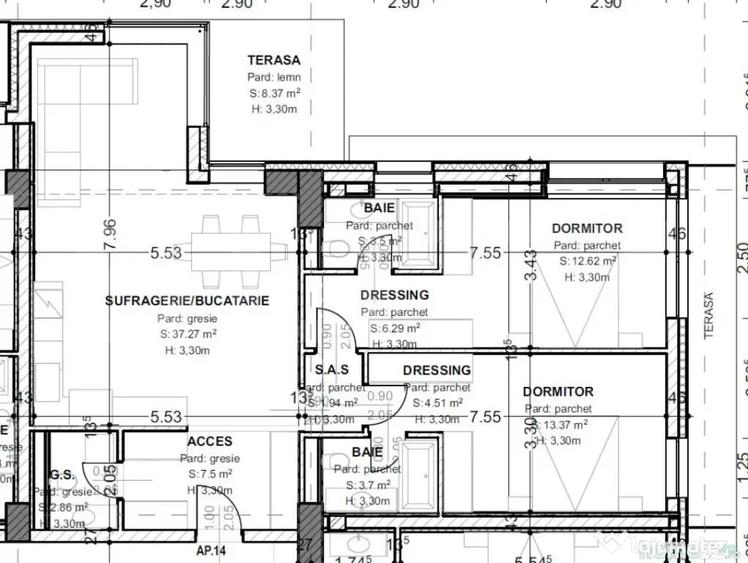 Apartament cu 3 camere decomandat în Central