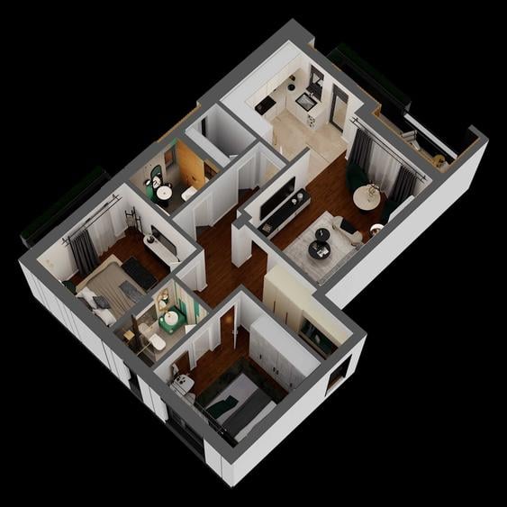 Apartament cu 3 camere decomandat în Central