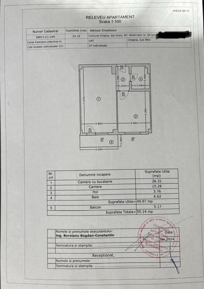 Apartament cu 2 camere decomandat în Roșu