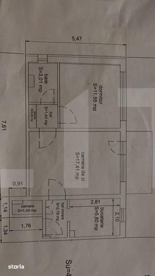 Apartament cu 2 camere semidecomandat în Simeria