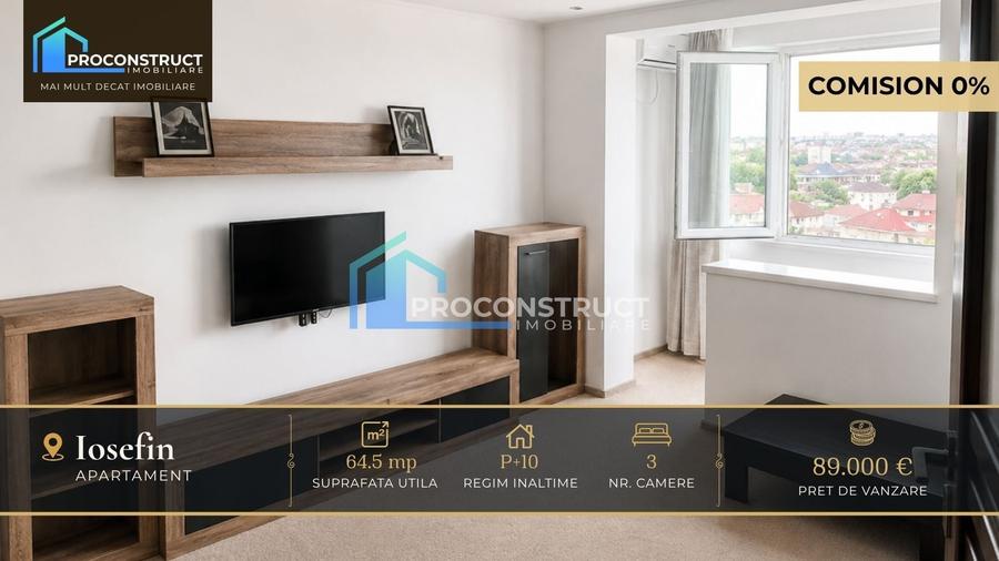 Apartament cu 3 camere decomandat, mobilat în Iosefin