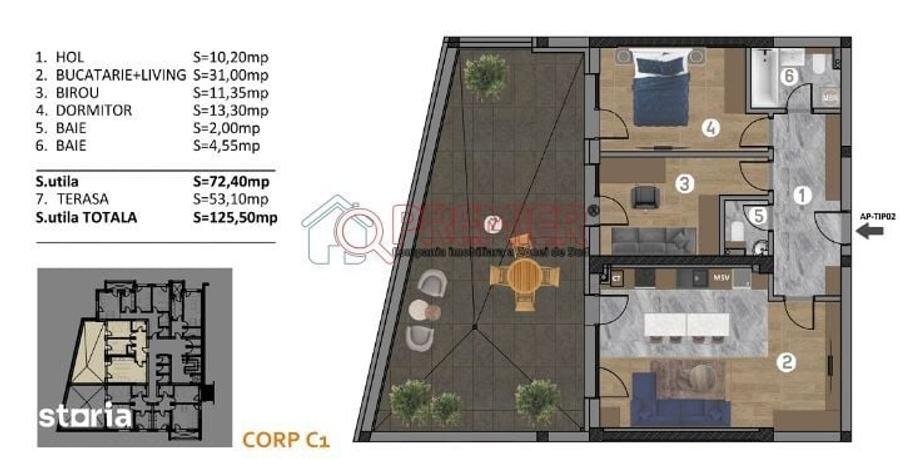 Apartament cu 2 camere semidecomandat în Central — fotografia 1