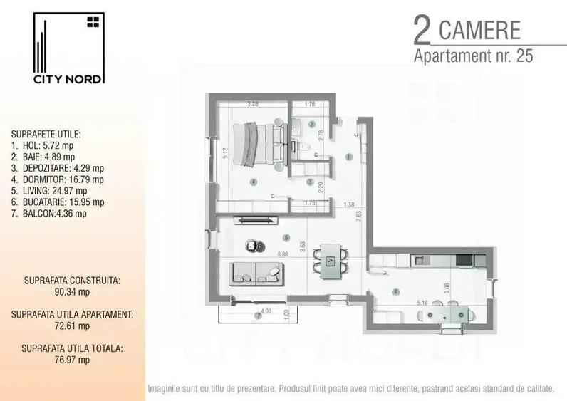 Apartament cu 2 camere decomandat în Ștefăneștii de Jos