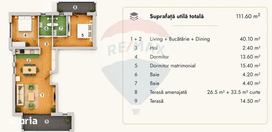Apartament parter cu 3 camere, curte proprie in inima padurii - Sinaia - 16