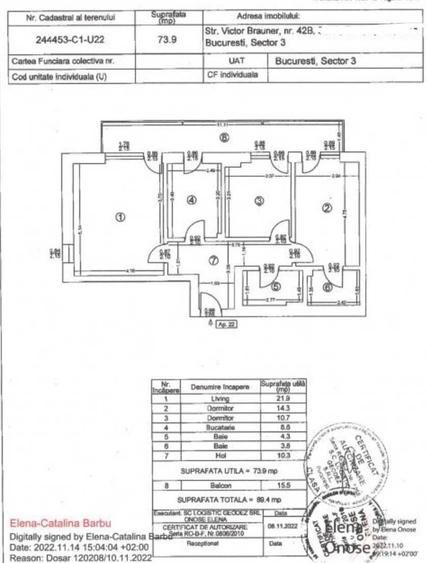 Apartament cu 3 camere decomandat în Titan