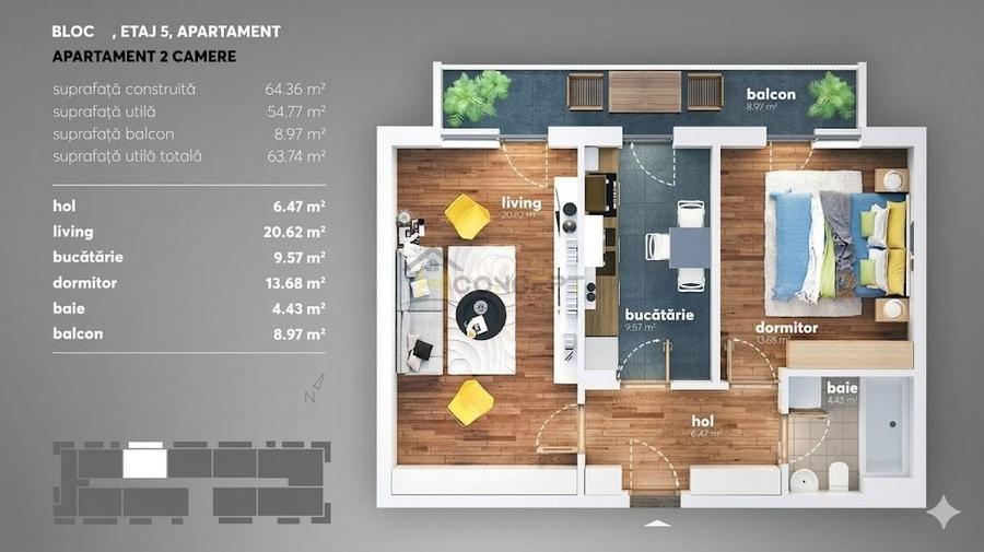 Kristal Residence, decomandat, parc Tudor Arghezi 5 min - 7