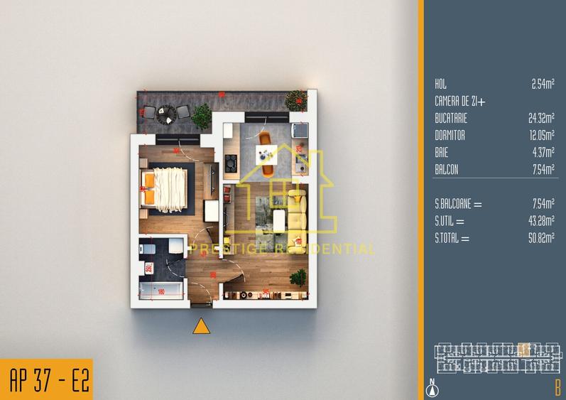 Apartament cu 2 camere în Theodor Pallady