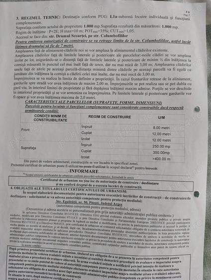 Teren de 1000 mp, în Bradu