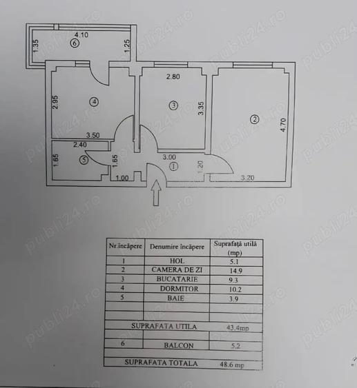 Apartament cu 2 camere decomandat în Central