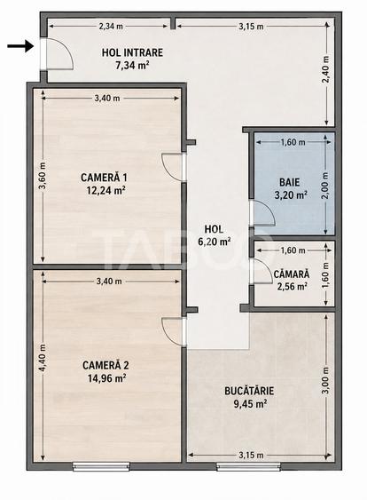 Duplex cu 2 camere cu Canalizare în Central