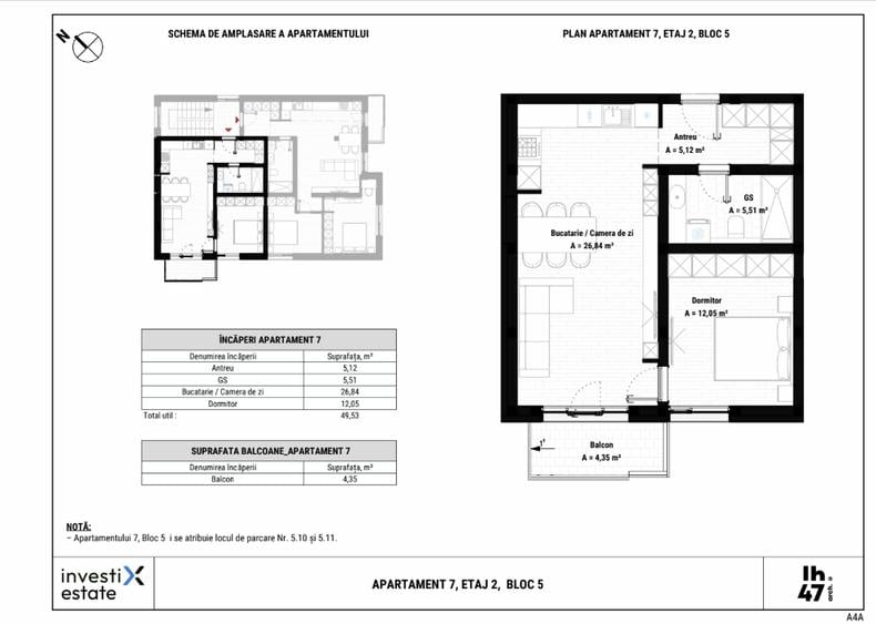 Apartament cu 2 camere în Moșnița Nouă