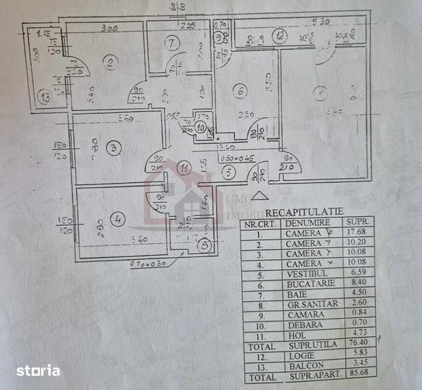 Apartament cu 4 camere decomandat în Tei