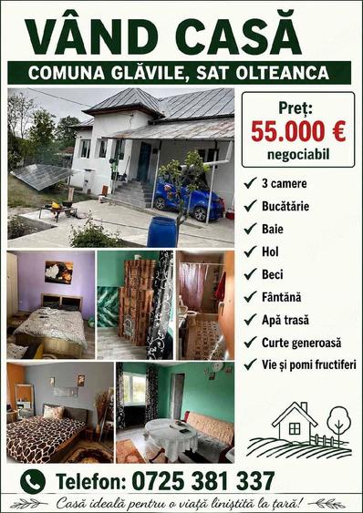 Casă cu Teren 4059 Mp în Olteanca (Glăvile)