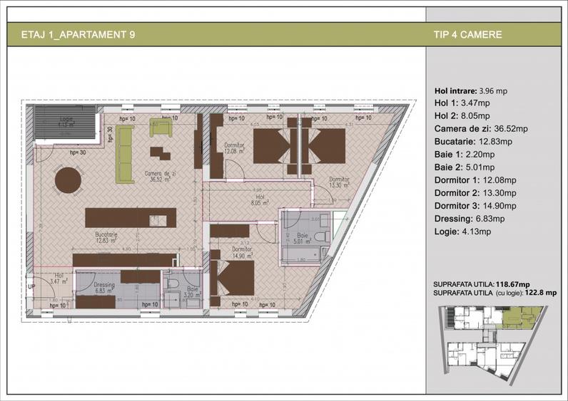 Apartament cu 4 camere decomandat în Nerva Traian