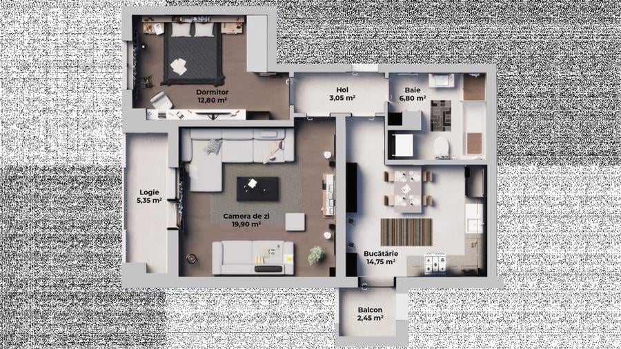 Apartament cu 3 camere decomandat în Central