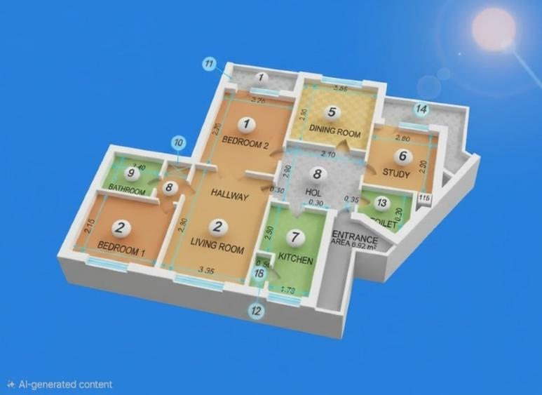 Apartament cu 5 camere decomandat în 13 Septembrie