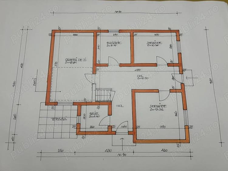 Casă cu 3 camere în Central