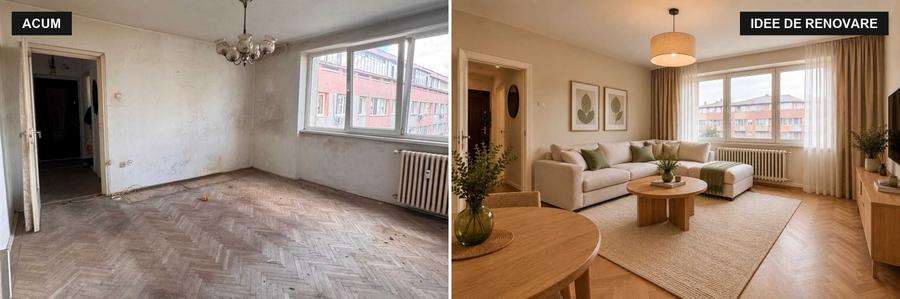 Apartament cu 3 camere semidecomandat în Iancului